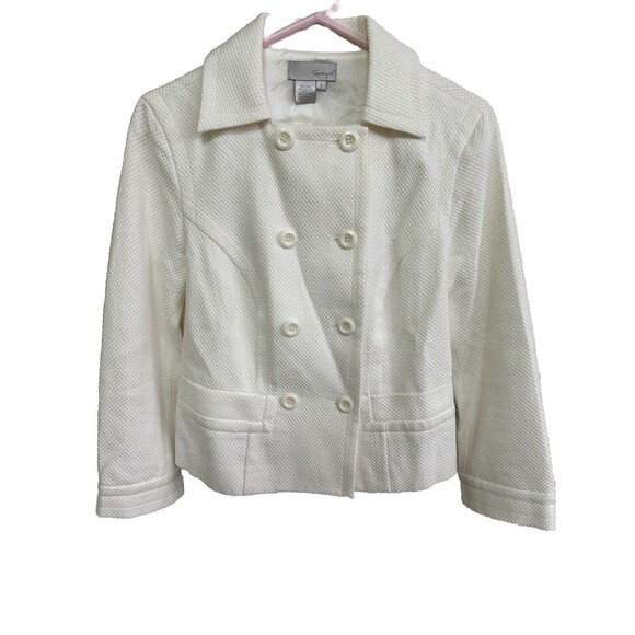 Spiegel Jackets & Blazers - Spiegel‎ Women's White Waffle Weave Lined Double Breasted Blazer Jacket New Sz 8